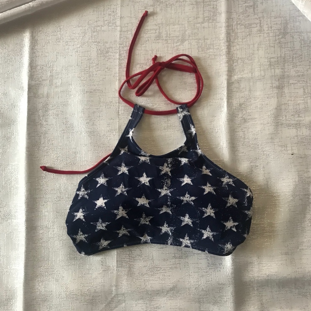 Bikini top blue white stars